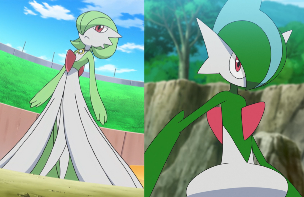 Gardevoir and Gallade in the anime