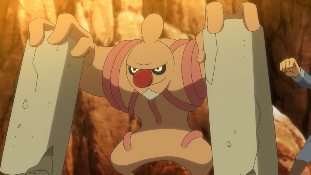 Conkeldurr in the anime, one of the best Fighting-type Pokémon